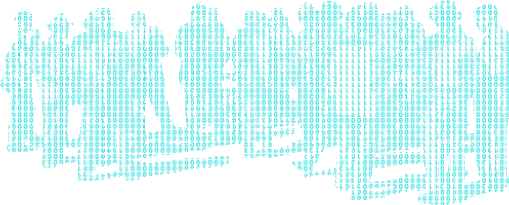 A crowd of figures rendered as a teal dot matrix, waiting.